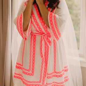 Lace The Label White Pink Embroidered Wrap Dress Cotton Large I2